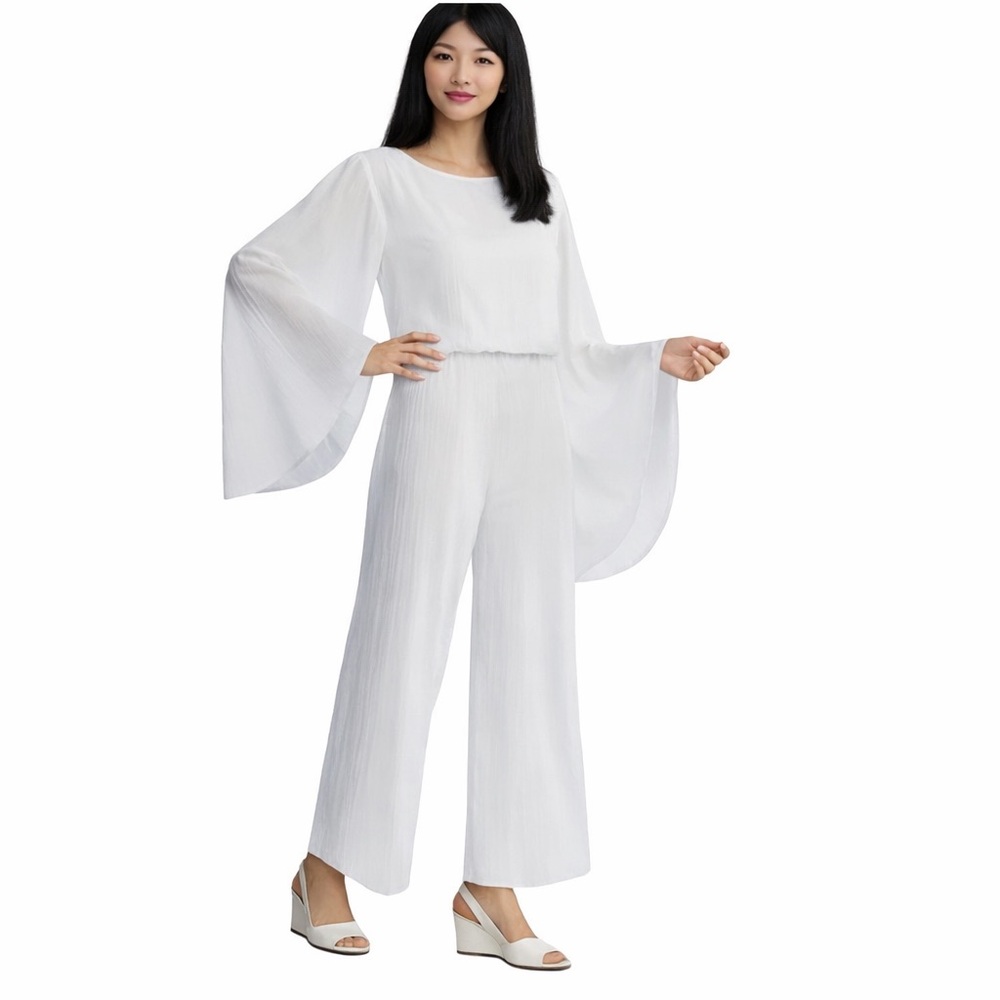 Midnight Velvet Casual Cocktail Party Resort Beach Wedding White Summer Jumpsuit